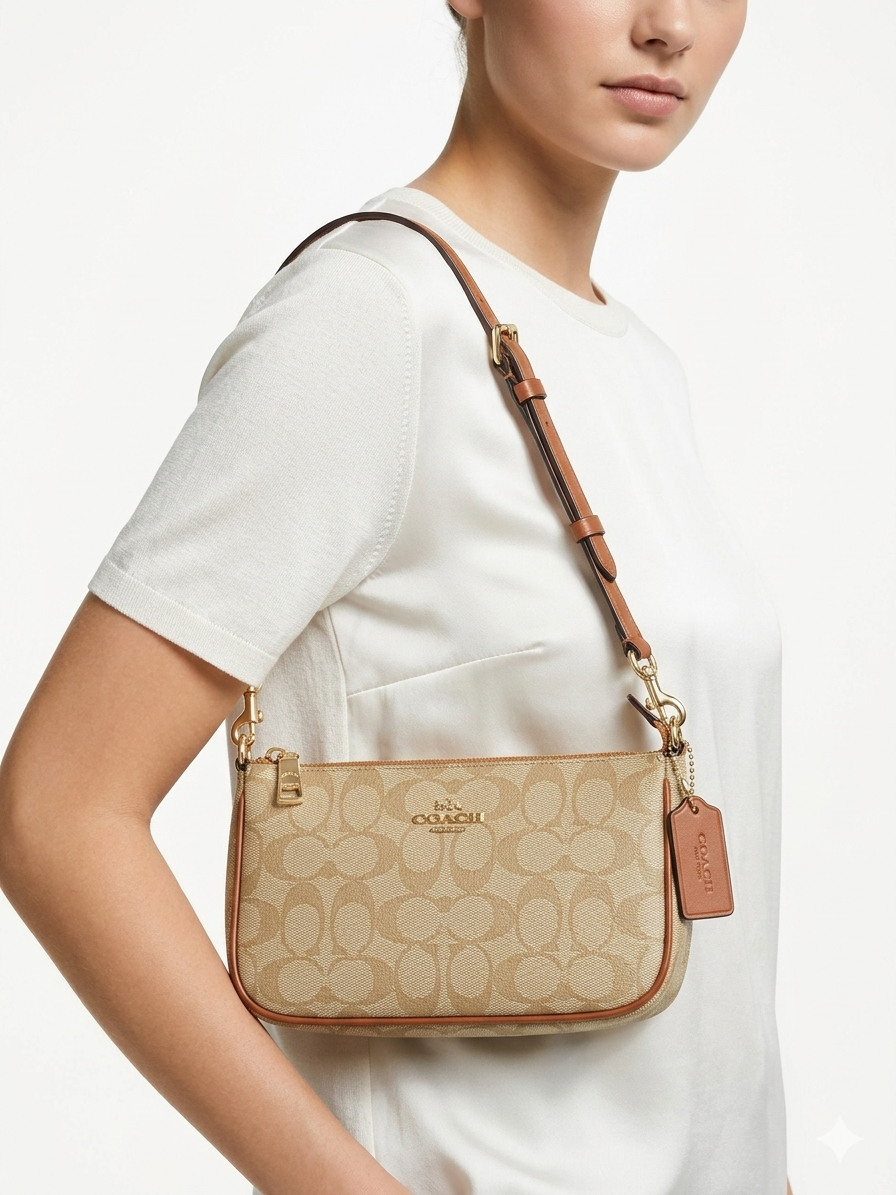 Coach Signature Canvas Small Wristlet Crossbody in Neutral Tones 👜✨🏙️