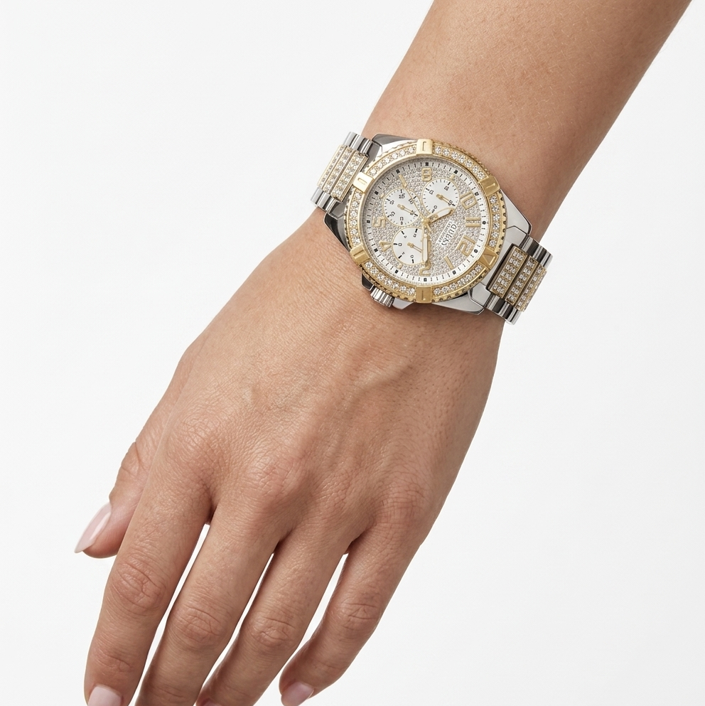 Guess Two-Tone Crystal Chronograph Men's Watch ✨⌚💎