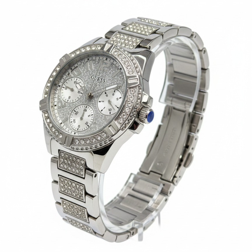 GUESS Crystal Embellished Silver Multi-Function Watch 💎✨⌚