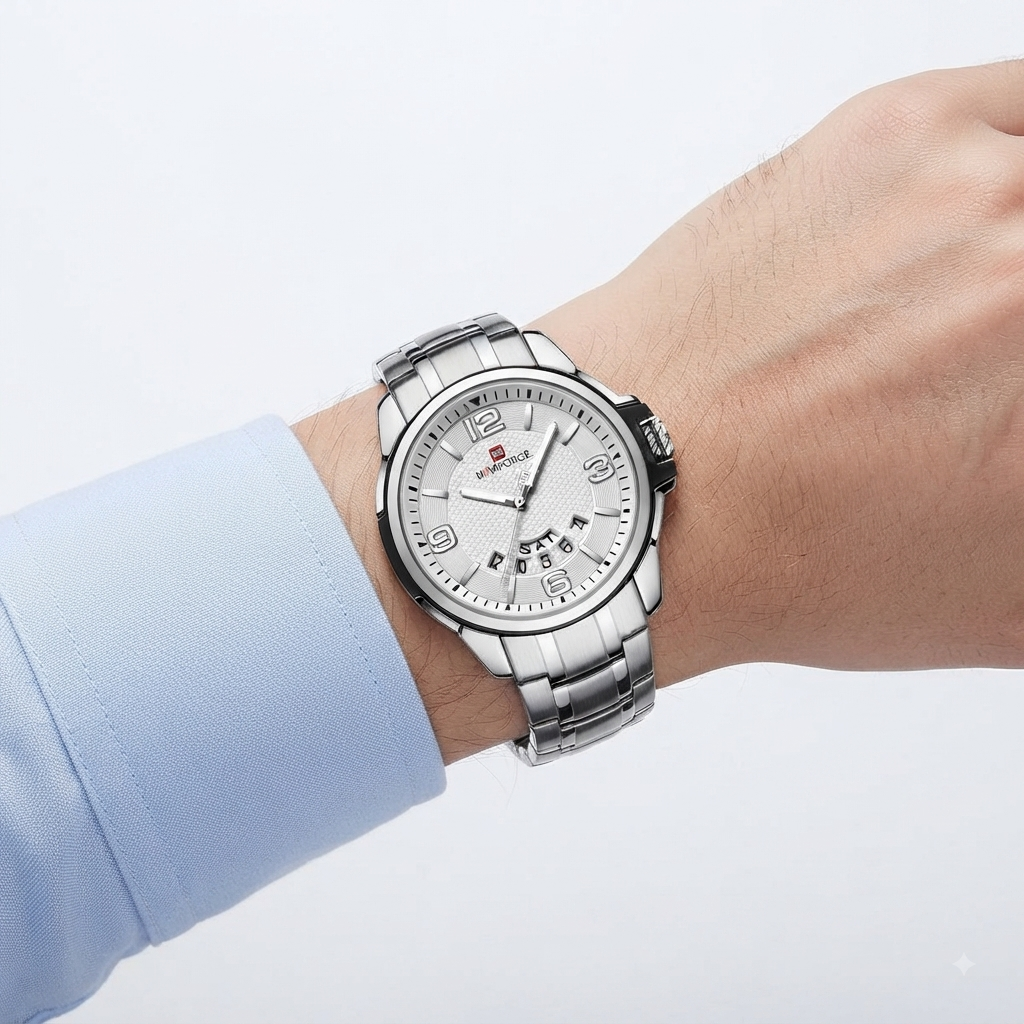 NAVIFORCE Stainless Steel Analog Watch with Textured Dial