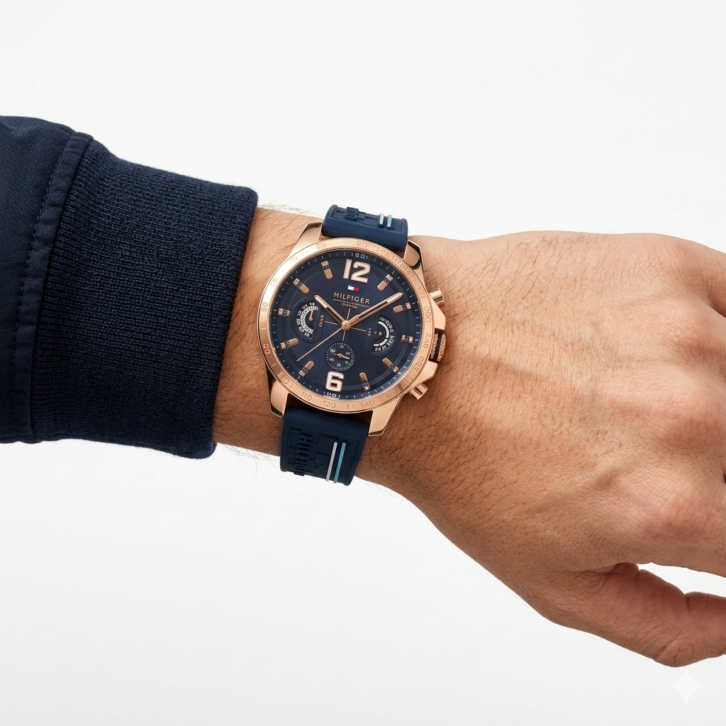 Tommy Hilfiger Men's Chronograph Rose Gold and Navy Sport Watch ⌚💙✨