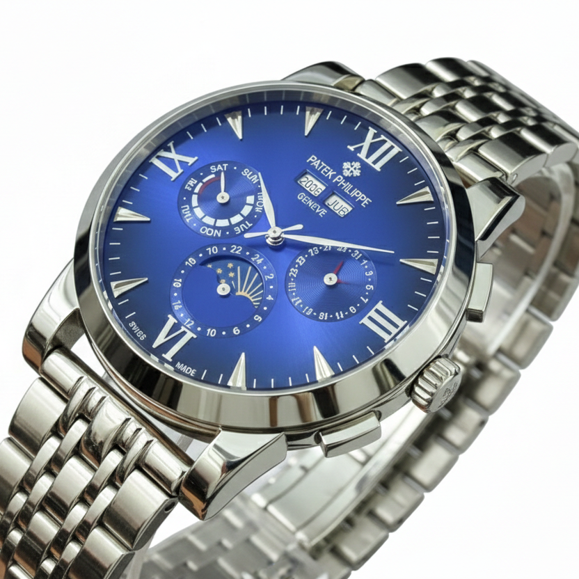 Patek Philippe Perpetual Calendar Watch with Sunburst Blue Dial ⌚💙✨