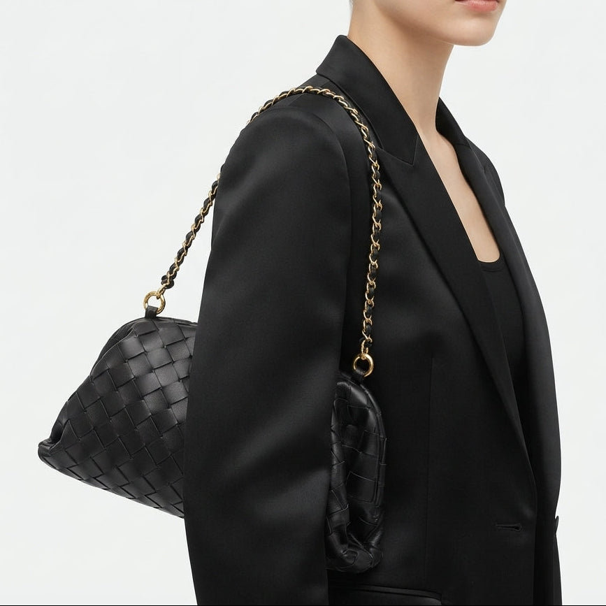 Woven Texture Chain Strap Handbag