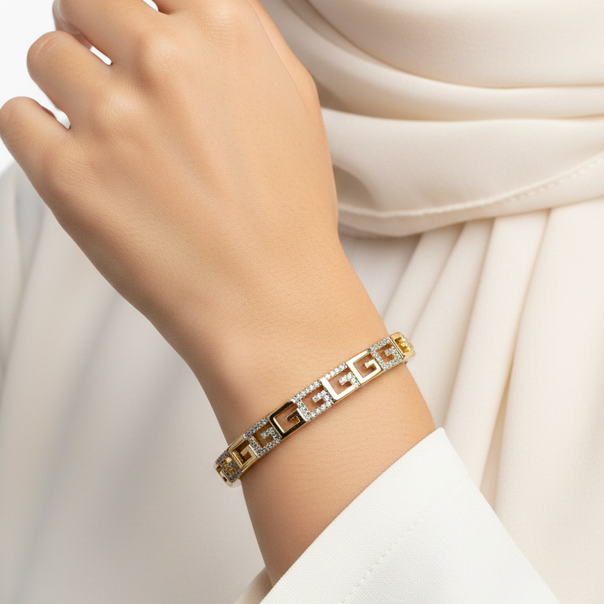 Jewelry Greek Key Gold Bangle Bracelet ✨ 🏛️ 💎