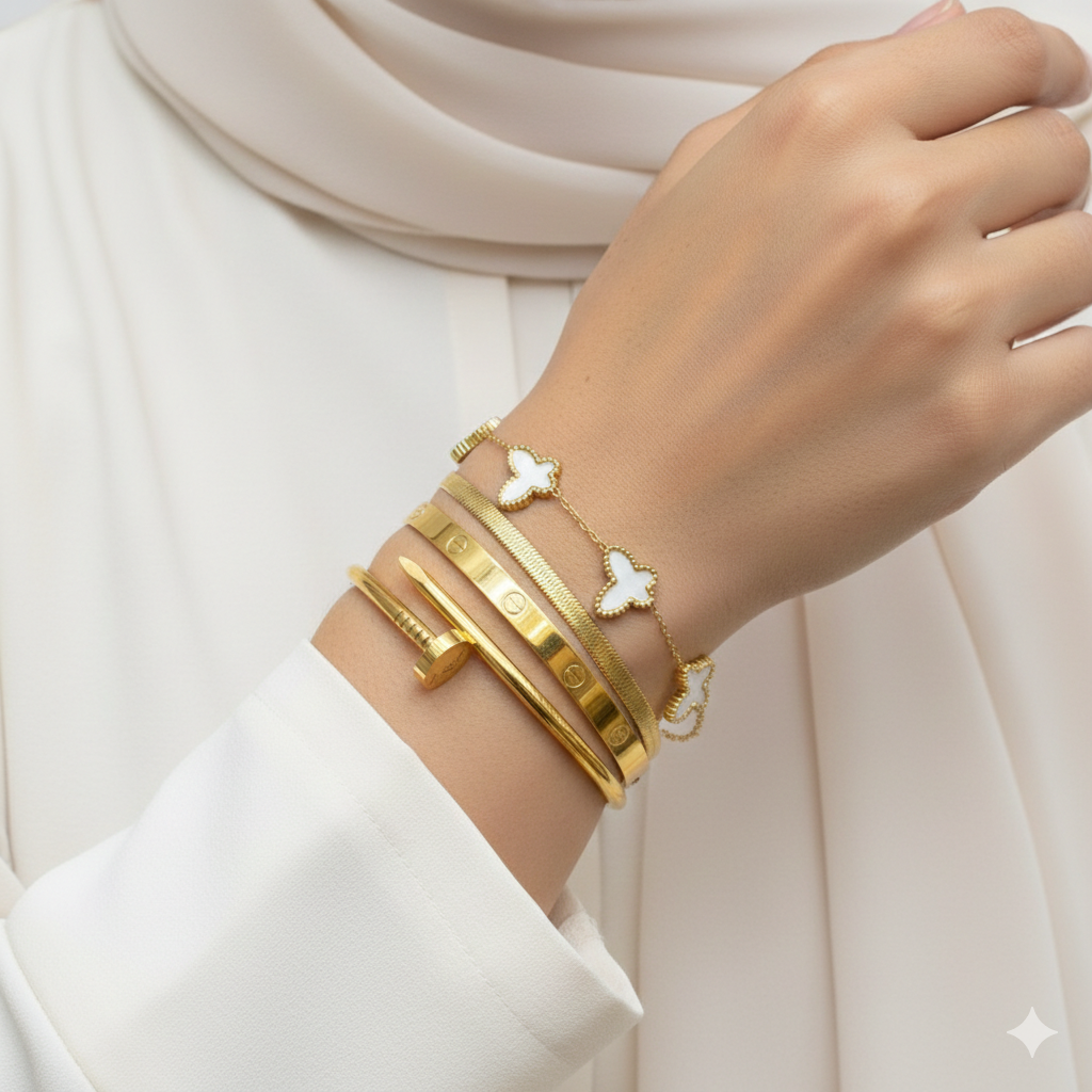 Gold Layered Bracelet Set with Butterfly Charms ✨🦋✨