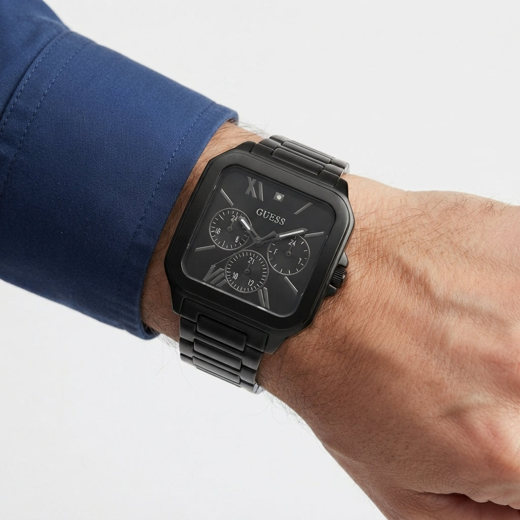 Guess Men's Square Black Chronograph Watch