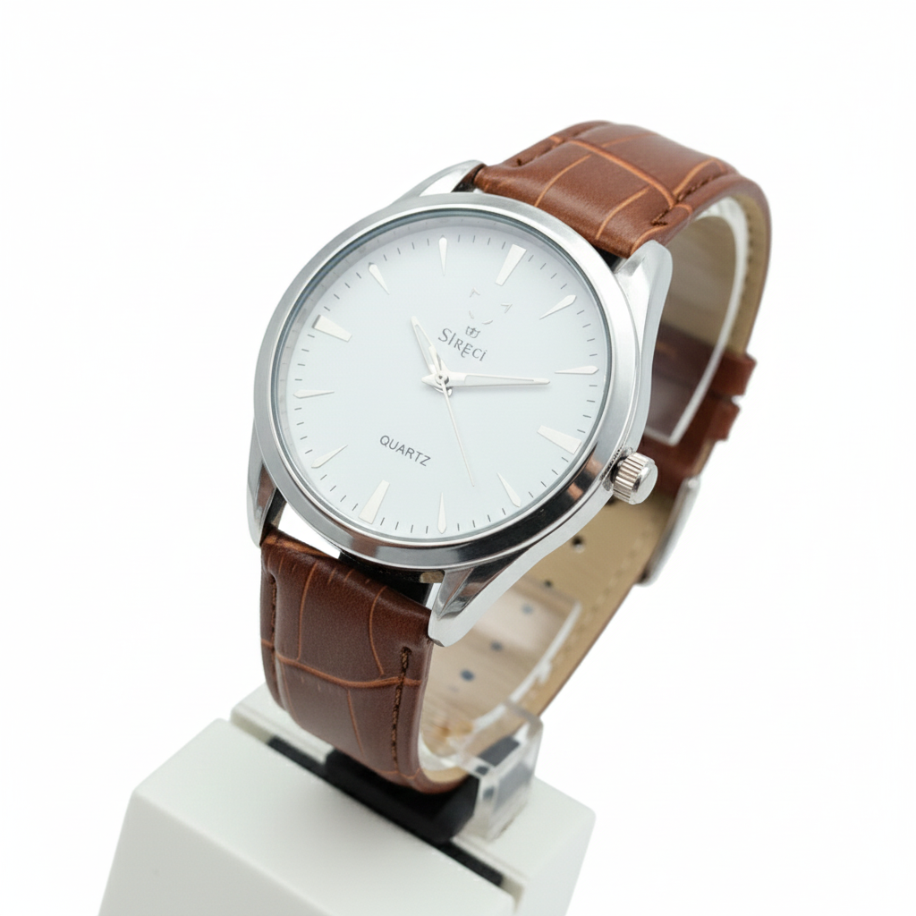 ⌚✨ S'Stegi Men's Classic Quartz Watch with Brown Croco-Embossed Leather Strap