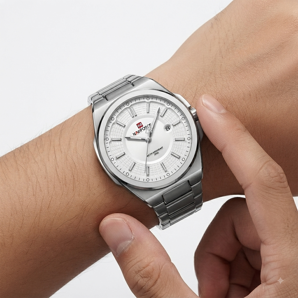 NAVIFORCE Classic Stainless Steel Analog Wristwatch with Date Display
