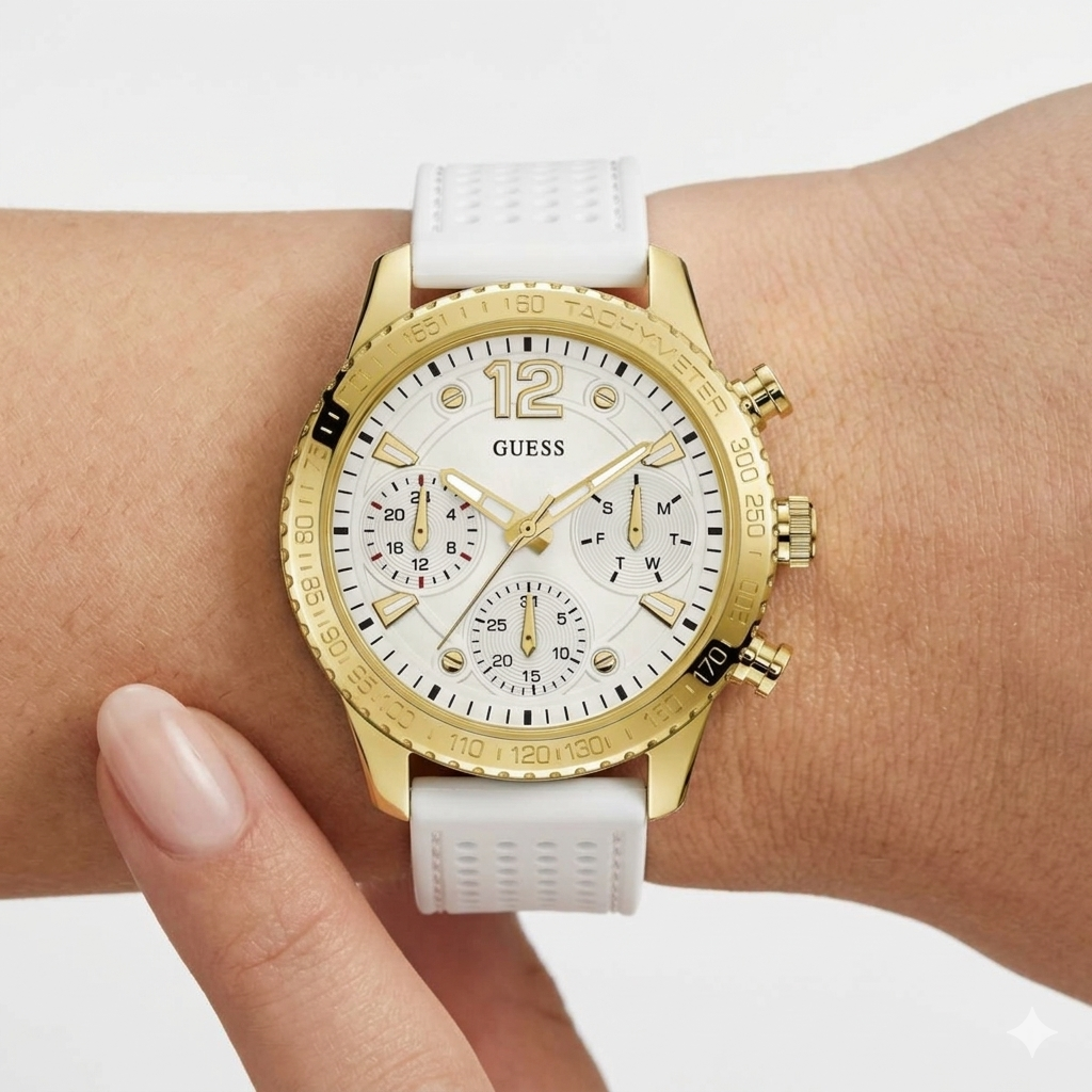 Guess Multifunction Chronograph Watch with Silicone Strap ⌚✨💎