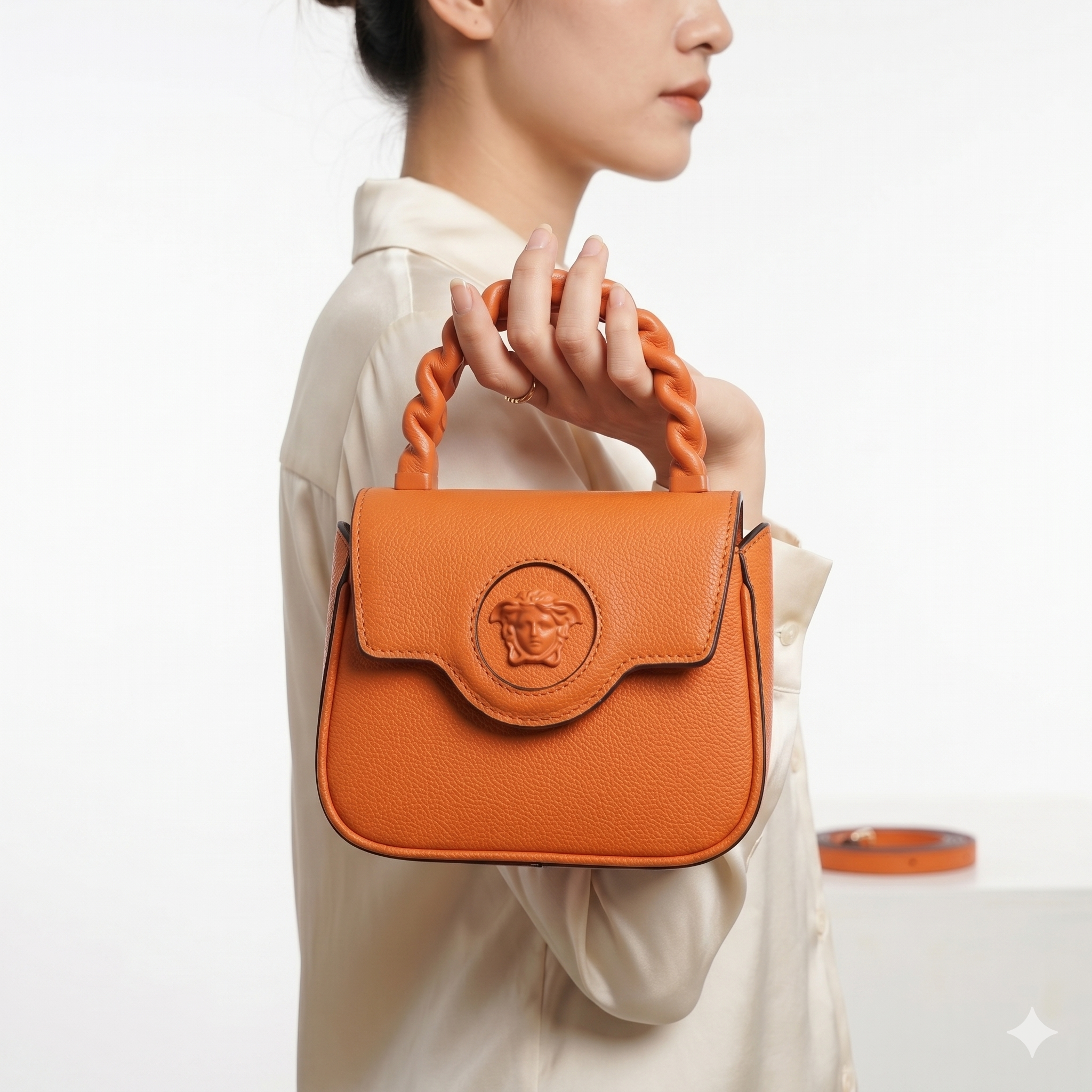 Versace Medusa Chain Handle Bag in Vibrant Orange 🧡👜✨