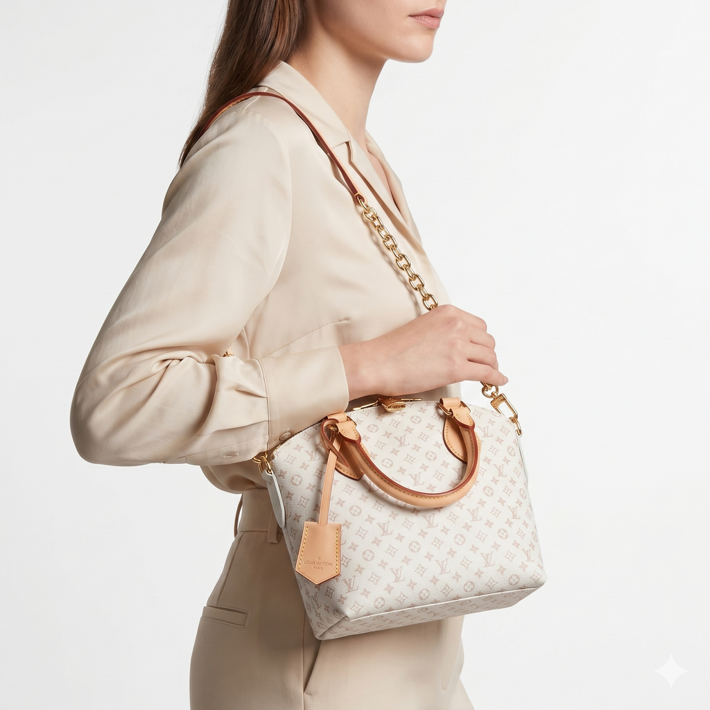 Louis Vuitton Monogram Bag with Gold Chain and Padlock Detail ✨👜