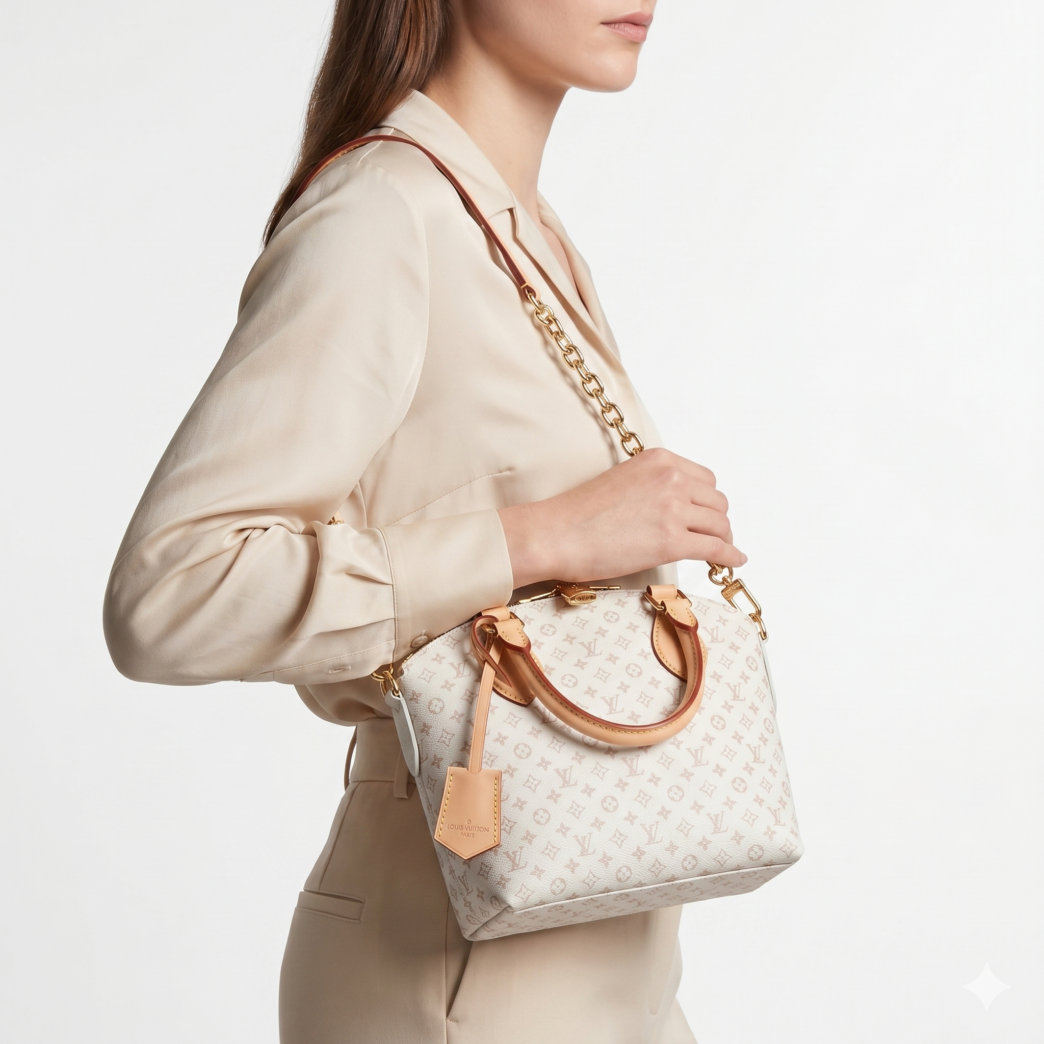 Louis Vuitton Monogram Bag with Gold Chain and Padlock Detail ✨👜