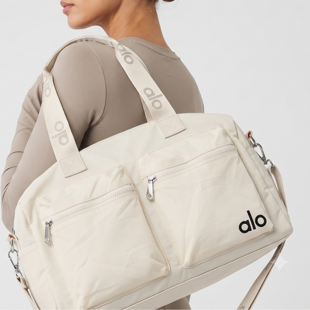 Alo Yoga Nylon Style Duffel Bag with Branded Straps 🎒✨