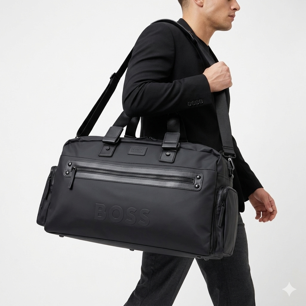 BOSS Matte Black Luxury Duffel Bag 💼 🖤 ✨