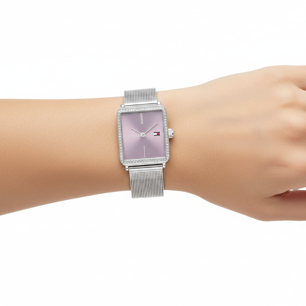 Tommy Hilfiger Crystal Mesh Bracelet Watch ⌚✨💜
