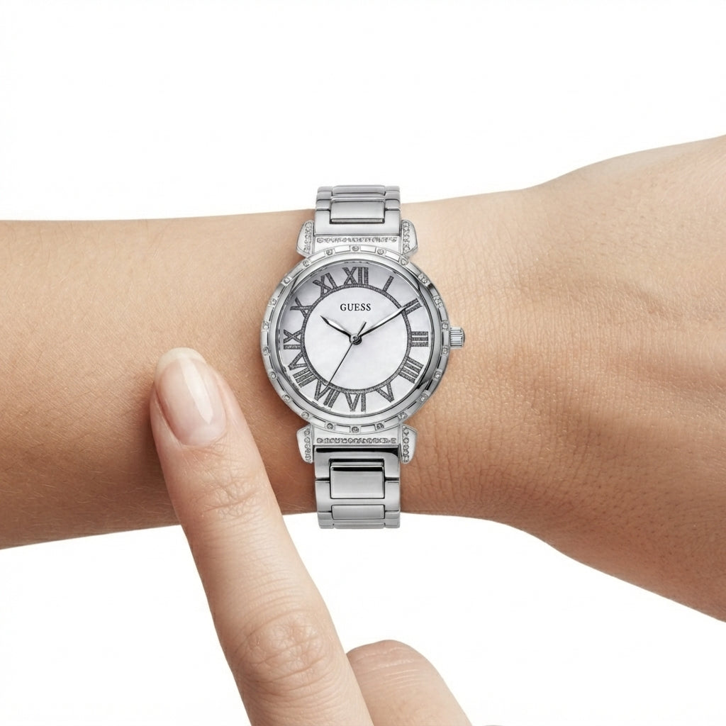 Guess Radiant Silver Roman Numeral Women Watch