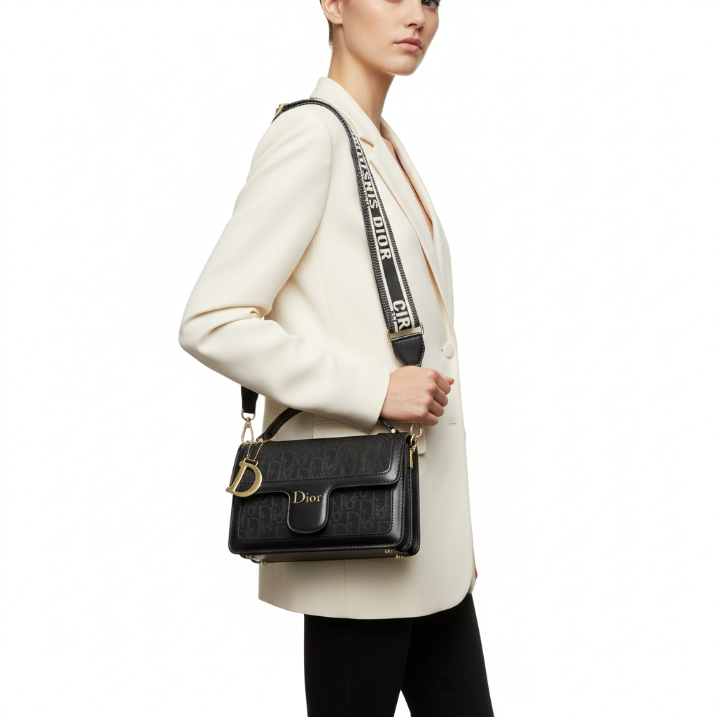 Dior Black Monogram Satchel with Wide Logo Strap 🖤✨👜