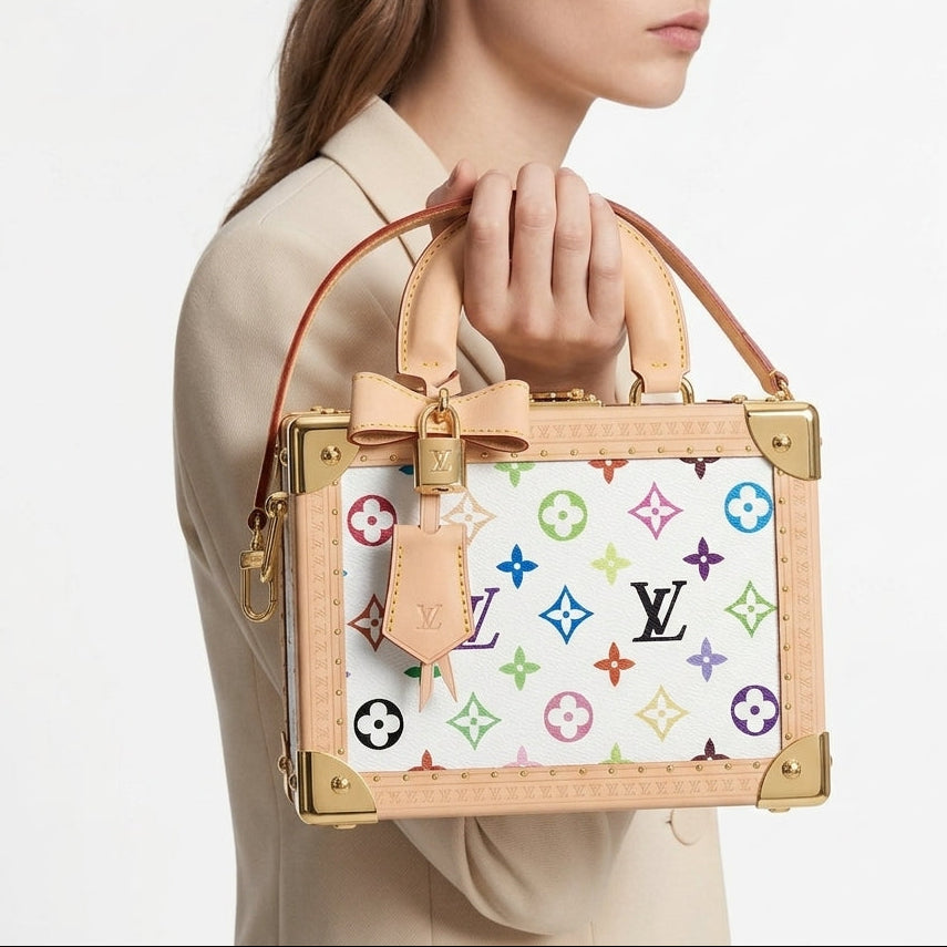 Multicolor Monogram Trunk Bag with Gold Tone Hardware