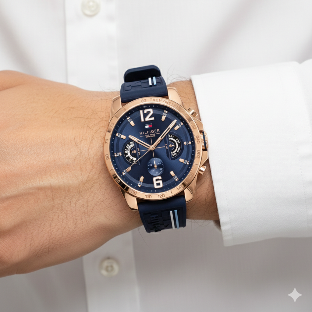Tommy Hilfiger Multi-Dial Rose Gold and Navy Watch ⌚✨💙