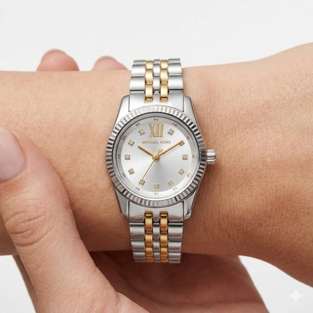 Michael Kors Women's Watch: Silver, Gold & Blue ⌚✨🔵
