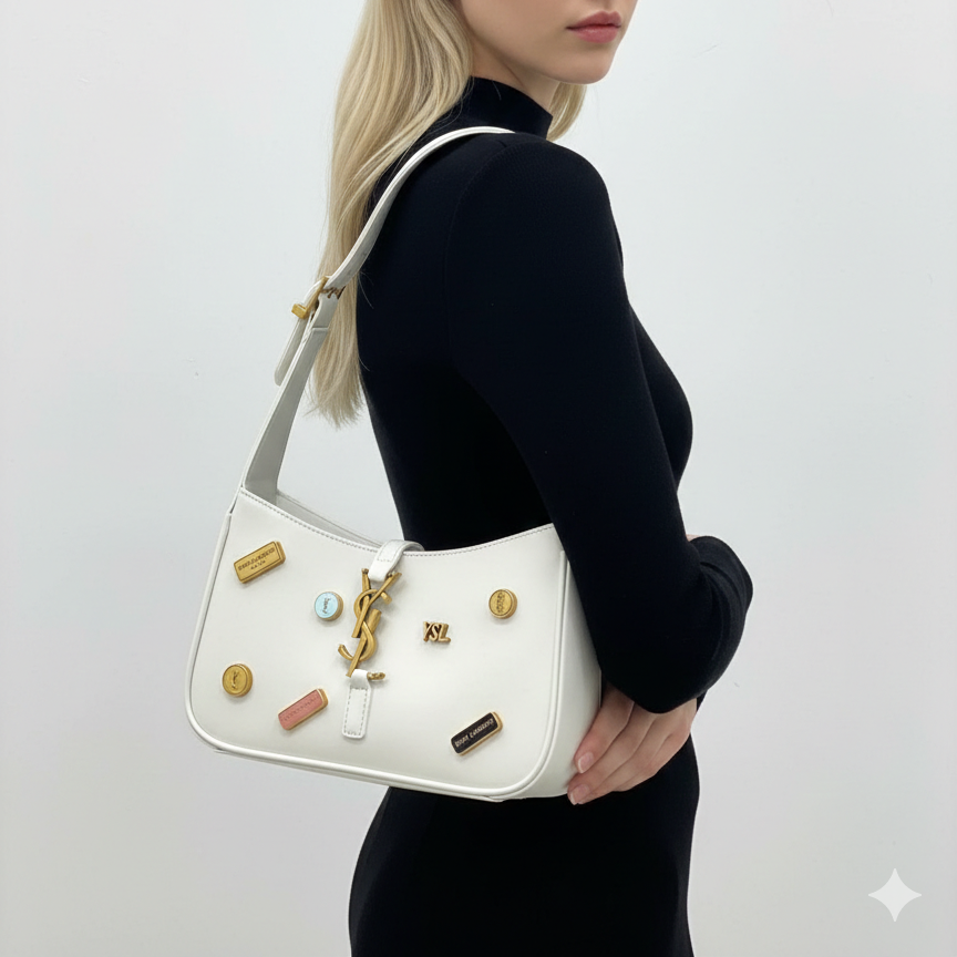 Saint Laurent Le 5 à 7 Hobo Bag with Vintage Patch Accents 🗼👜✨