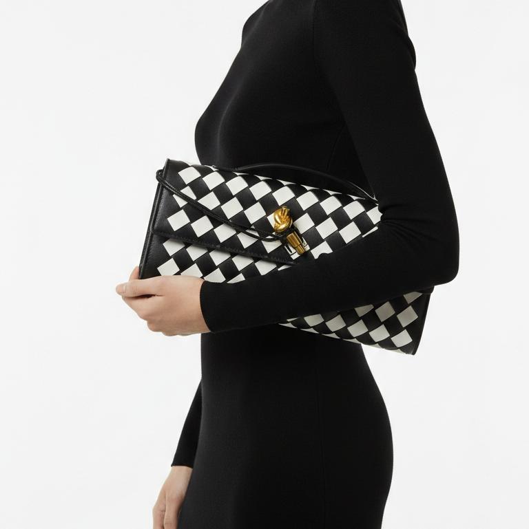 Bottega Veneta Intreccio Check Long Knot Clutch 🏁✨👜