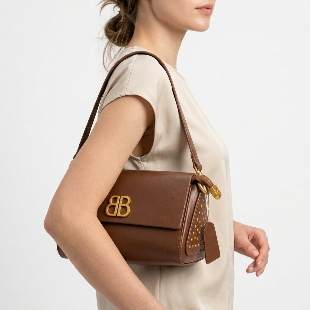 Balenciaga Mirror Studded Shoulder Bag