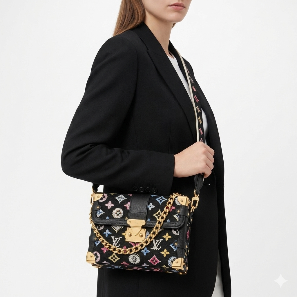 Louis Vuitton Petite Malle Denim Crossbody Bag ✨👜💎