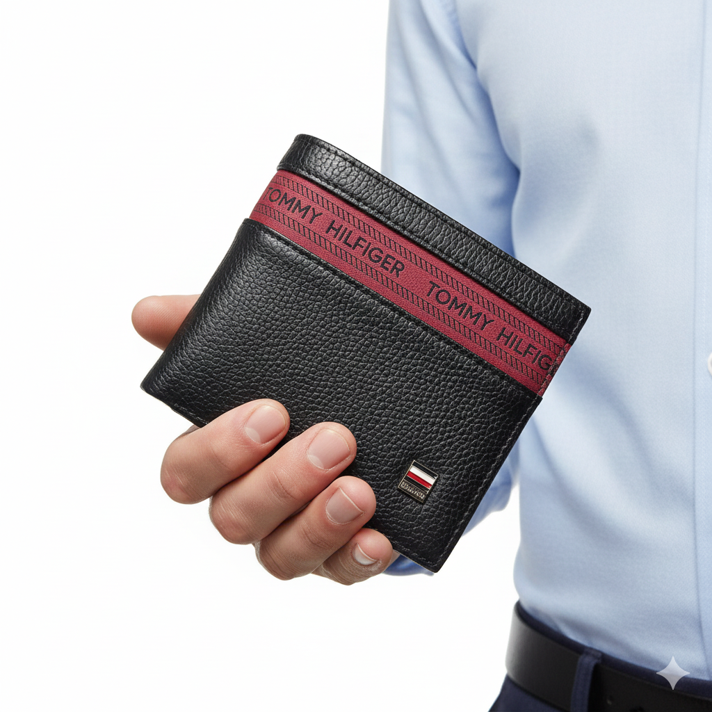 Tommy Hilfiger Men's Bifold Wallet with Red Logo Inlay 💼👔✨