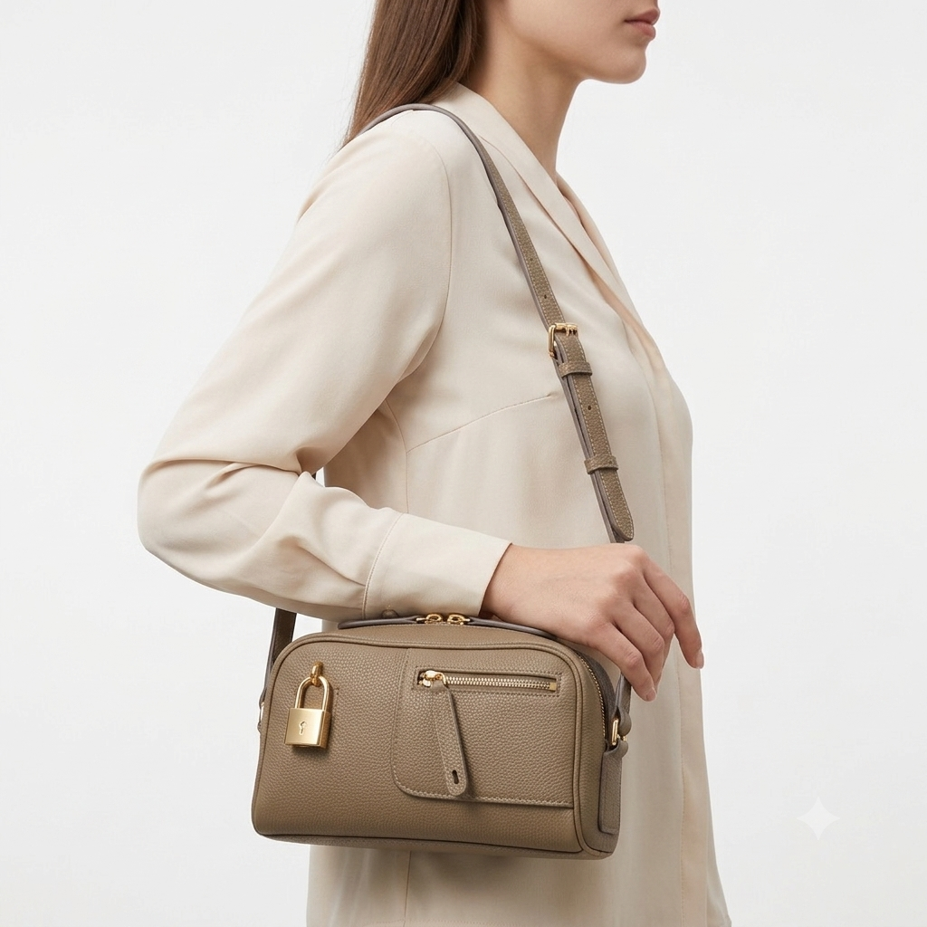 Hermes Textured Crossbody Bag with Signature Lock Detail 👜✨