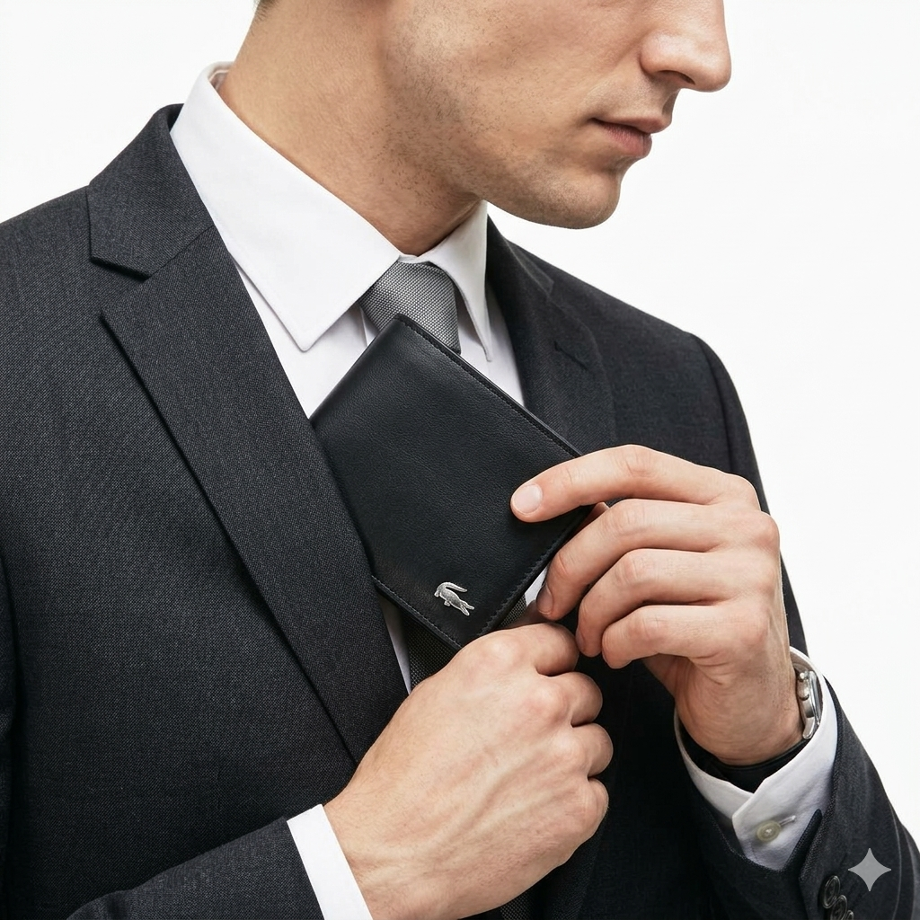 Lacoste Men's Leather Bifold Wallet and Keychain Gift Set 🐊💼✨