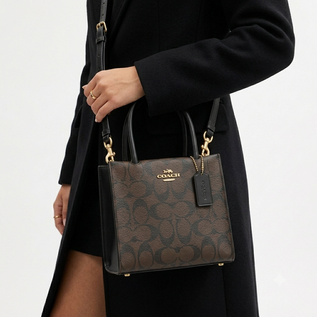 Coach Signature Canvas Mini Tote Bag in Brown 👜✨