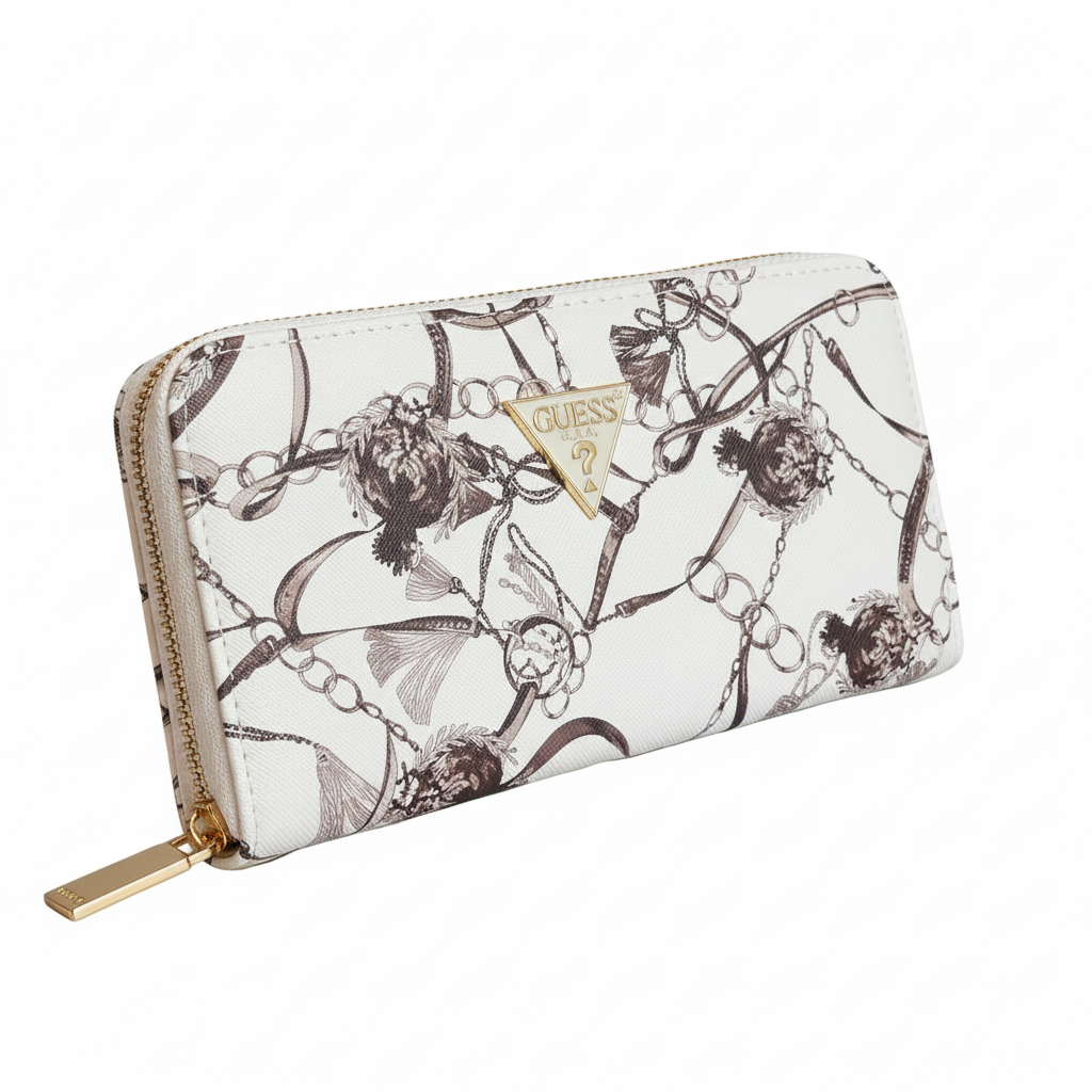 🐴 GUESS Equestrian Chain Print Zip-Around Continental Wallet 🤍