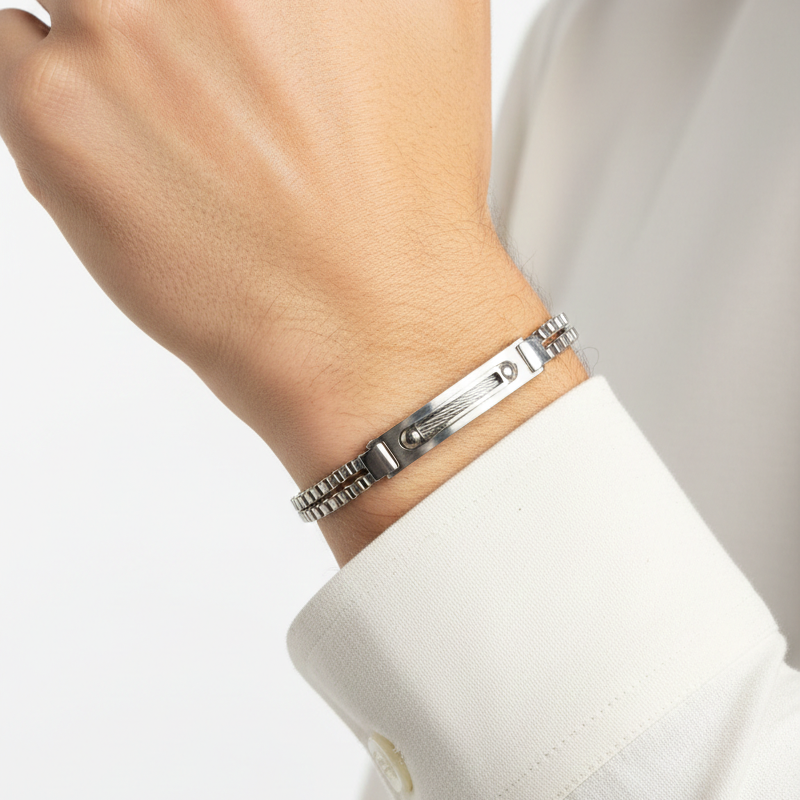 Cartier Stainless Steel Double Chain Bar Bracelet ⛓️✨💎