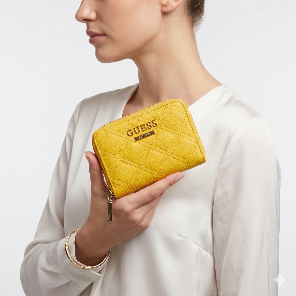 Guess Yellow Quilted Zip-Around Wallet 💛✨