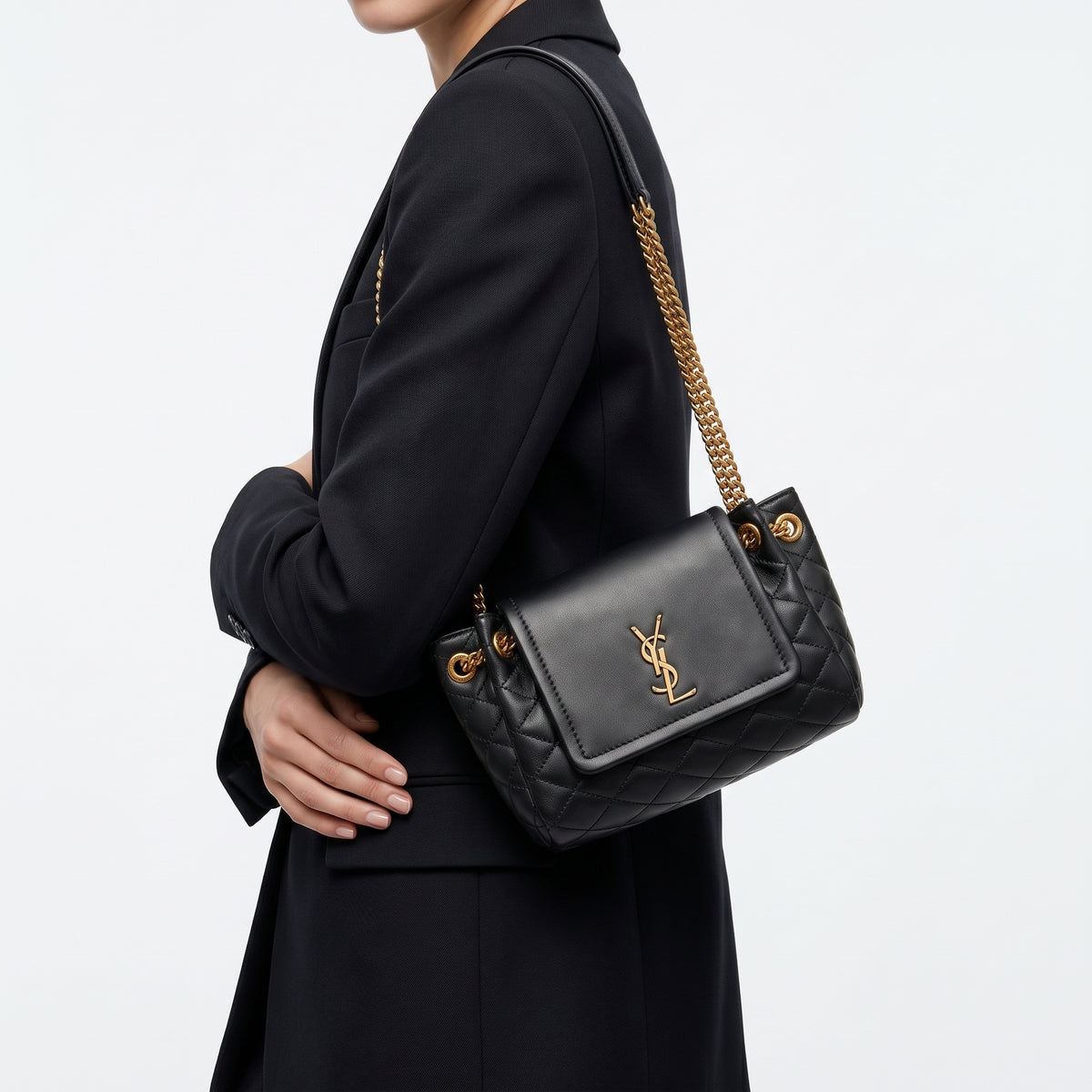 Saint Laurent Nolita Quilted Chain Bag in Black