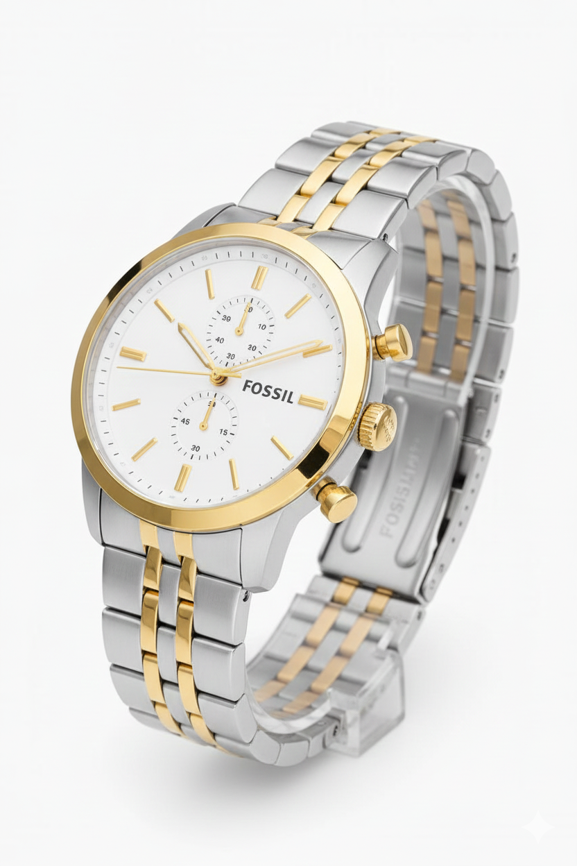 Fossil Two-Tone Stainless Steel Chronograph Watch ✨⌚🌟