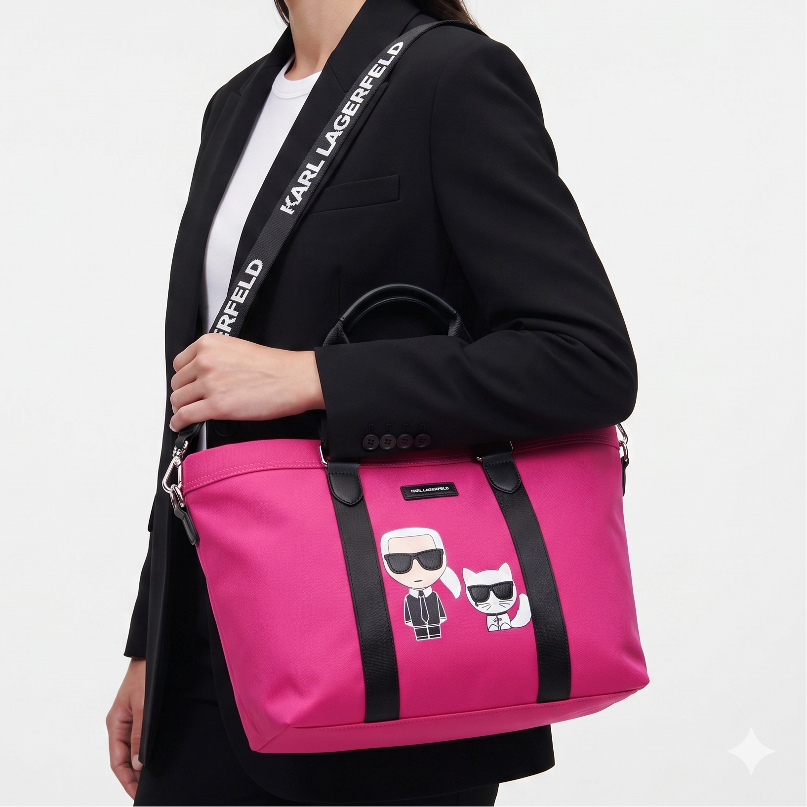 Karl Lagerfeld Pink Graphic Tote Bag with Signature Straps 🎀👜
