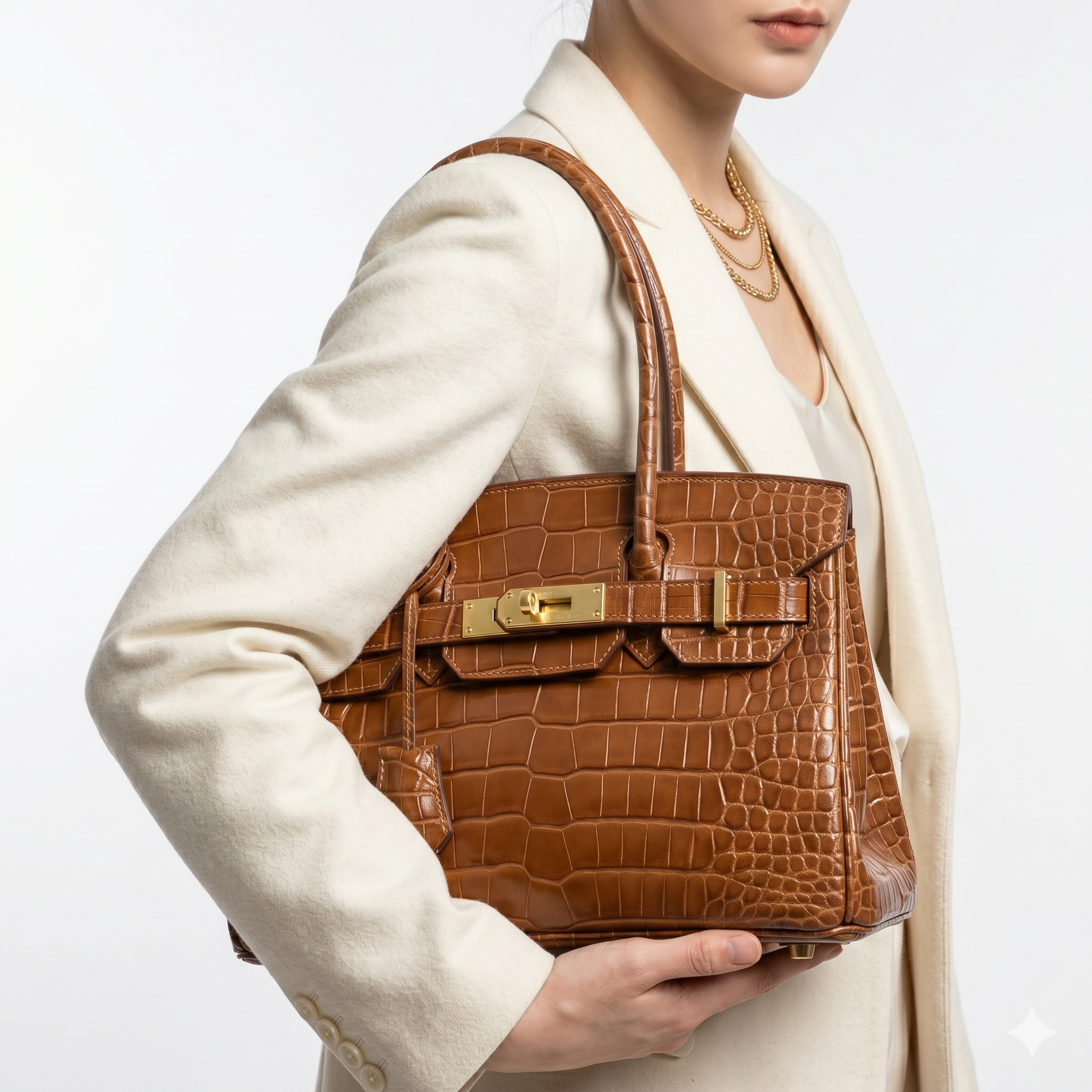 Hermès Classic: Brown & White Handbag 👜🕊️❤️