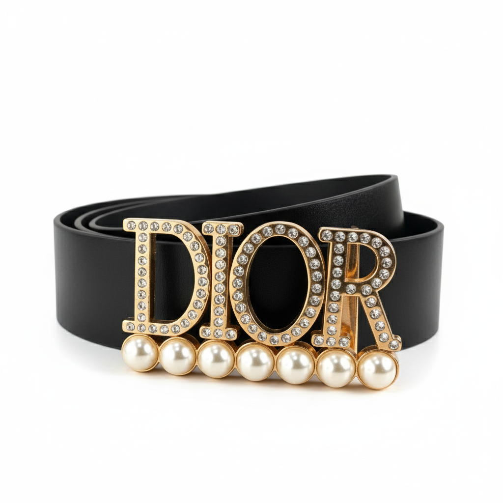 Christian Dior Pearl & Crystal Embellished Logo Belt ✨💎⚪