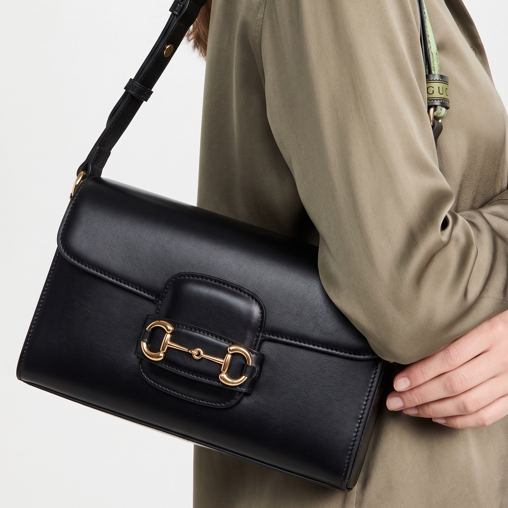 Gucci Horsebit Shoulder Bag in Sleek Black Leather 👜✨