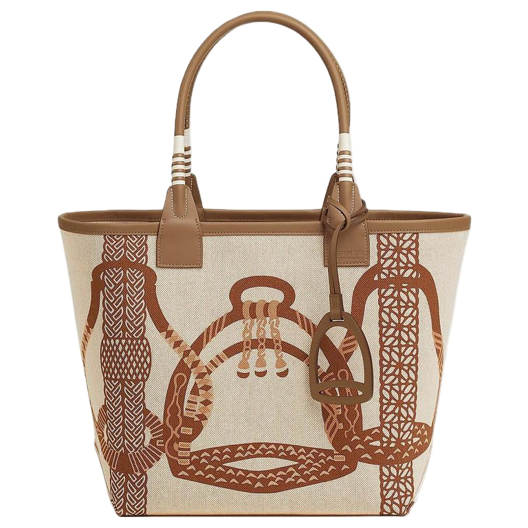 Hermès H Plume Tote Bag in Canvas with Equestrian Print 🤎🏇✨