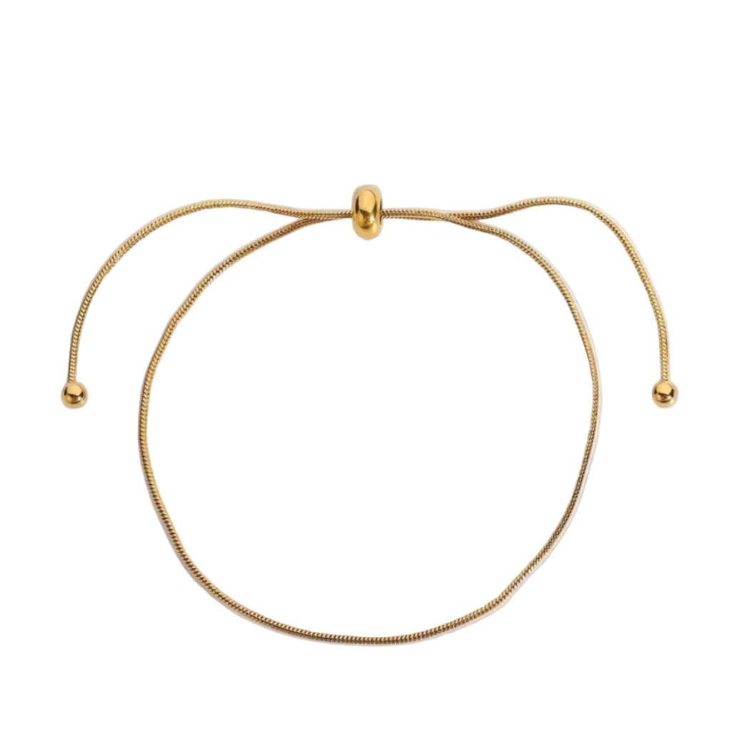 Luxe Gold Snake Chain Slider Bracelet with Adjustable Bead Clasp 🌟💛