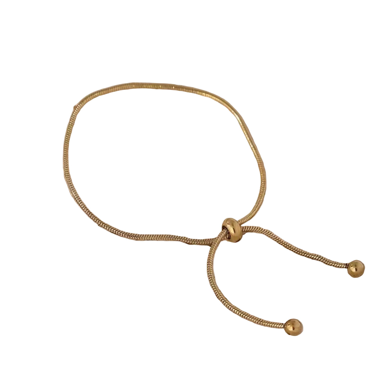 Luxe Gold Snake Chain Slider Bracelet with Adjustable Bead Clasp 🌟💛