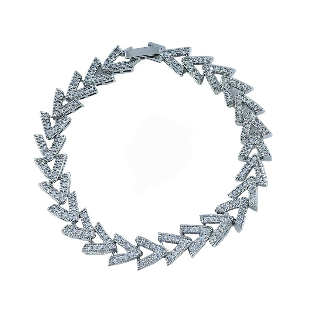 💎 Iced Out Pave Diamond Arrow Link Bracelet ✨❄️