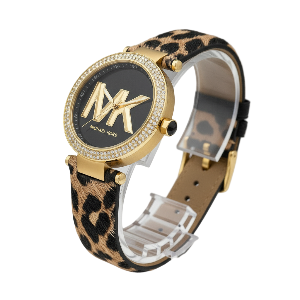 Michael Kors Parker Pavé Gold-Tone and Calf Hair