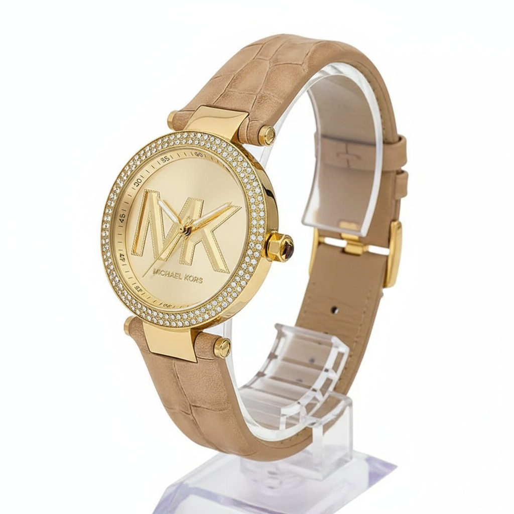 Michael Kors Parker Pavé Gold-Tone Logo Watch