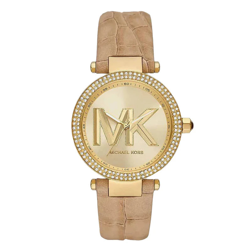 Michael Kors Parker Pavé Gold-Tone Logo Watch
