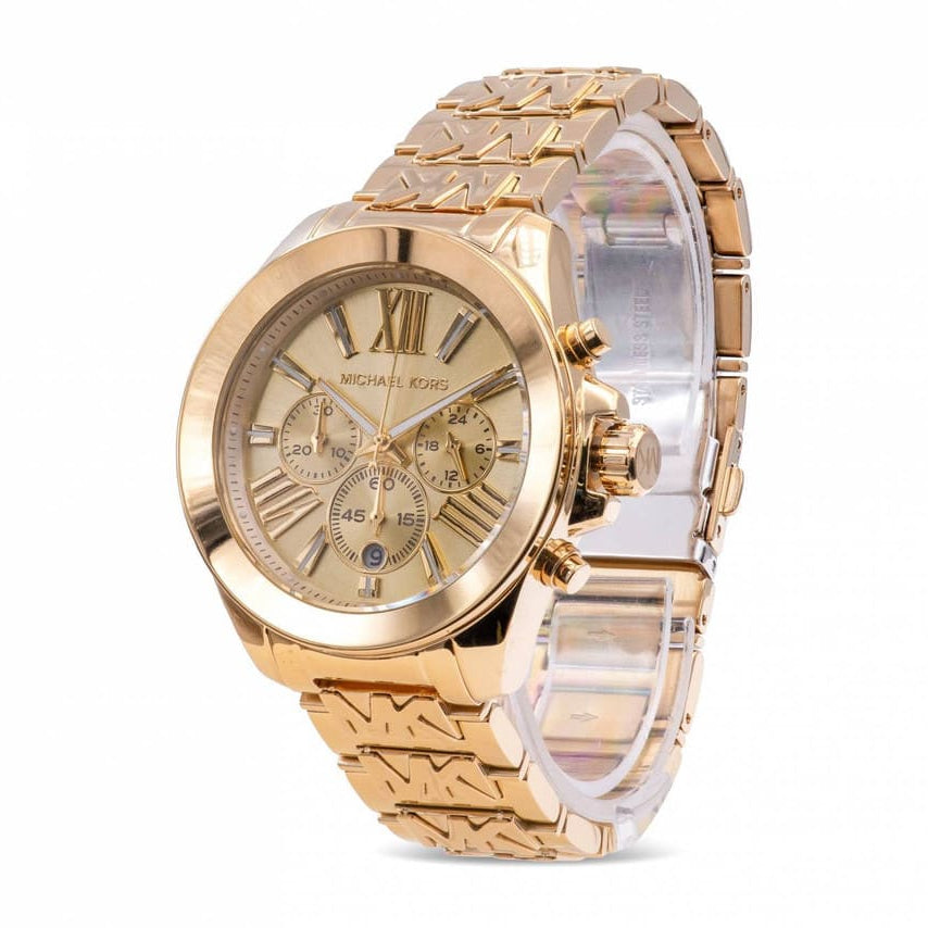 Michael Kors Women's Oversized Gold-Tone Chronograph MK Logo Watch 💛👑⏱️