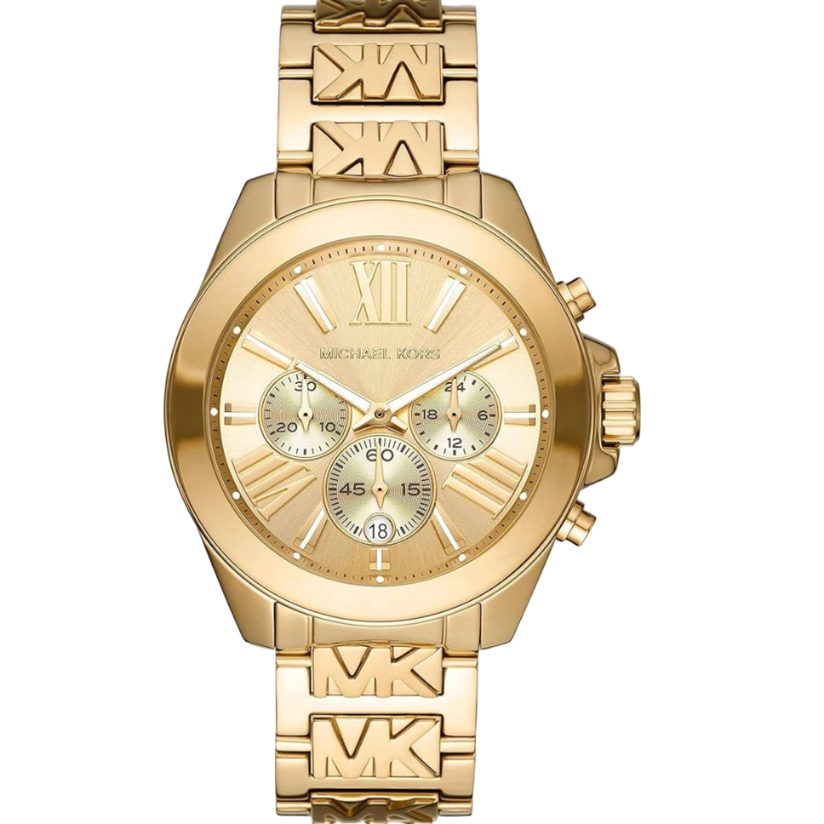 Michael Kors Women's Oversized Gold-Tone Chronograph MK Logo Watch 💛👑⏱️